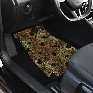 Black And Gold Celestial Pattern Print Front and Back Car Floor Mats