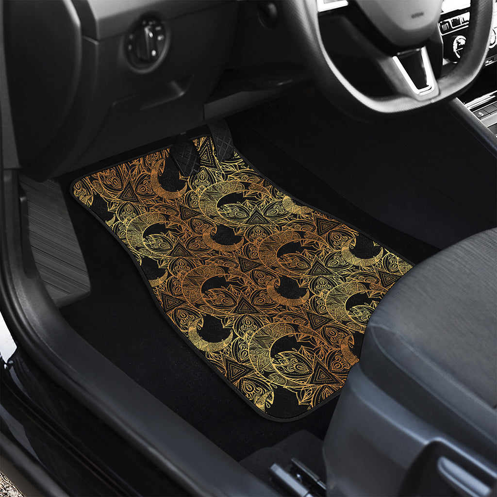 Black And Gold Celestial Pattern Print Front Car Floor Mats
