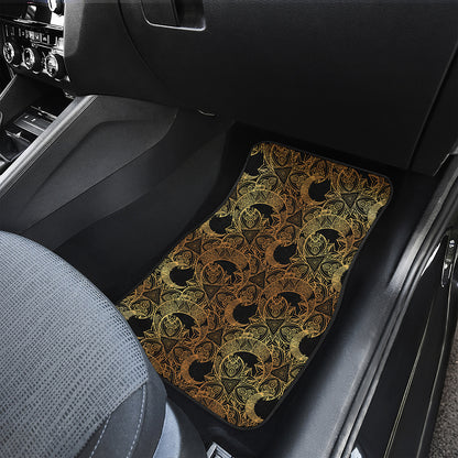 Black And Gold Celestial Pattern Print Front Car Floor Mats