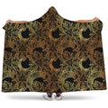Black And Gold Celestial Pattern Print Hooded Blanket