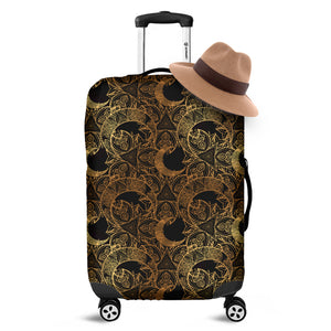 Black And Gold Celestial Pattern Print Luggage Cover