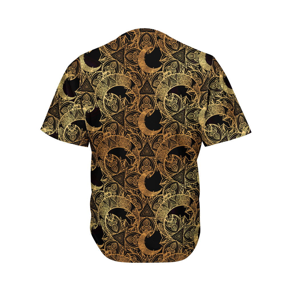 Black And Gold Celestial Pattern Print Men's Baseball Jersey