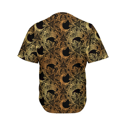 Black And Gold Celestial Pattern Print Men's Baseball Jersey