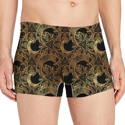 Black And Gold Celestial Pattern Print Men's Boxer Briefs