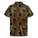 Black And Gold Celestial Pattern Print Men's Short Sleeve Shirt