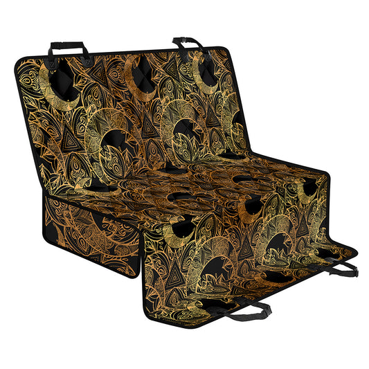 Black And Gold Celestial Pattern Print Pet Car Back Seat Cover