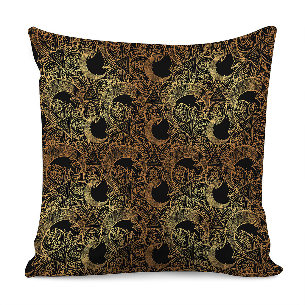 Black And Gold Celestial Pattern Print Pillow Cover