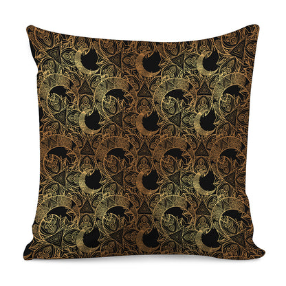 Black And Gold Celestial Pattern Print Pillow Cover