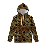 Black And Gold Celestial Pattern Print Pullover Hoodie