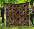 Black And Gold Celestial Pattern Print Quilt