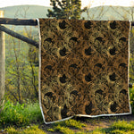 Black And Gold Celestial Pattern Print Quilt