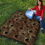 Black And Gold Celestial Pattern Print Quilt