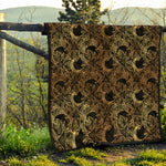 Black And Gold Celestial Pattern Print Quilt