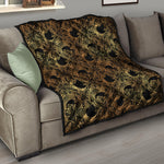 Black And Gold Celestial Pattern Print Quilt