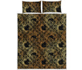 Black And Gold Celestial Pattern Print Quilt Bed Set