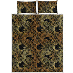 Black And Gold Celestial Pattern Print Quilt Bed Set