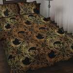 Black And Gold Celestial Pattern Print Quilt Bed Set