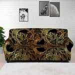 Black And Gold Celestial Pattern Print Sofa Cover