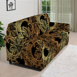 Black And Gold Celestial Pattern Print Sofa Cover