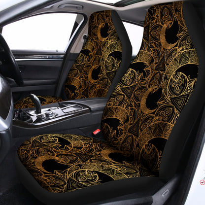 Black And Gold Celestial Pattern Print Universal Fit Car Seat Covers