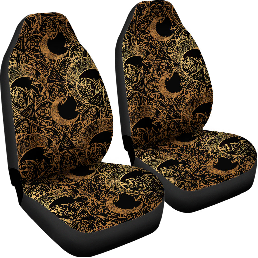 Black And Gold Celestial Pattern Print Universal Fit Car Seat Covers