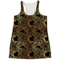 Black And Gold Celestial Pattern Print Women's Racerback Tank Top