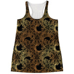 Black And Gold Celestial Pattern Print Women's Racerback Tank Top