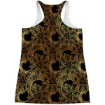 Black And Gold Celestial Pattern Print Women's Racerback Tank Top