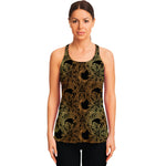Black And Gold Celestial Pattern Print Women's Racerback Tank Top