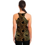 Black And Gold Celestial Pattern Print Women's Racerback Tank Top
