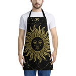 Black And Gold Celestial Sun Print Apron