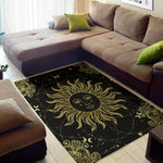 Black And Gold Celestial Sun Print Area Rug