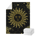 Black And Gold Celestial Sun Print Blanket