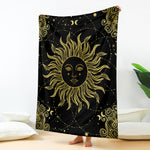 Black And Gold Celestial Sun Print Blanket