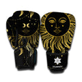 Black And Gold Celestial Sun Print Boxing Gloves
