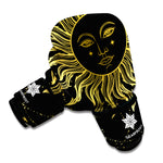 Black And Gold Celestial Sun Print Boxing Gloves