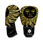 Black And Gold Celestial Sun Print Boxing Gloves