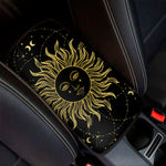 Black And Gold Celestial Sun Print Car Center Console Cover