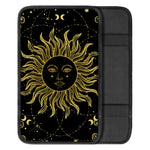 Black And Gold Celestial Sun Print Car Center Console Cover