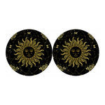 Black And Gold Celestial Sun Print Car Coasters