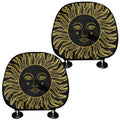 Black And Gold Celestial Sun Print Car Headrest Covers