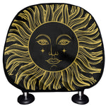 Black And Gold Celestial Sun Print Car Headrest Covers