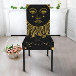 Black And Gold Celestial Sun Print Dining Chair Slipcover