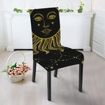 Black And Gold Celestial Sun Print Dining Chair Slipcover