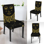 Black And Gold Celestial Sun Print Dining Chair Slipcover
