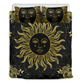 Black And Gold Celestial Sun Print Duvet Cover Bedding Set