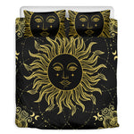 Black And Gold Celestial Sun Print Duvet Cover Bedding Set