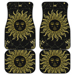 Black And Gold Celestial Sun Print Front and Back Car Floor Mats