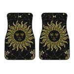 Black And Gold Celestial Sun Print Front Car Floor Mats