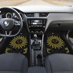 Black And Gold Celestial Sun Print Front Car Floor Mats